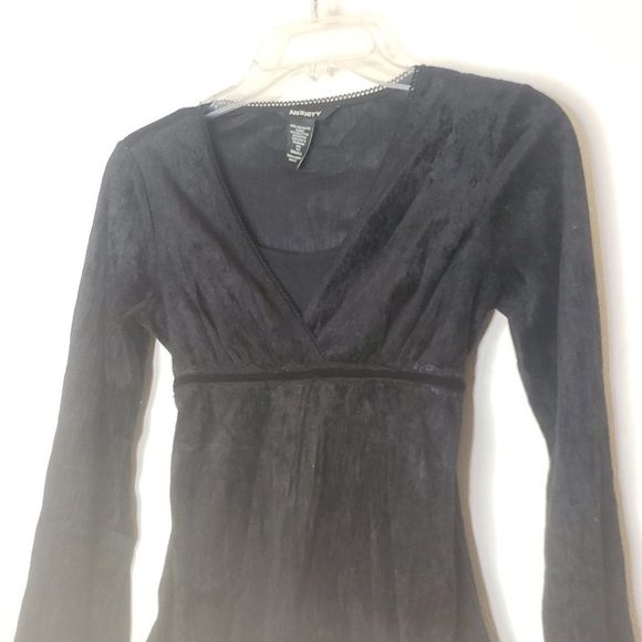 Vintage Y2K Bella Swan Velvet Goth Trumpet Sleeve Empire Blouse Size Small - Picture 3 of 10